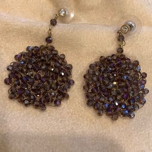 Spiral purple stone earrings